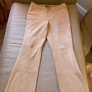 Ralph Lauren tan suede boot cut pants